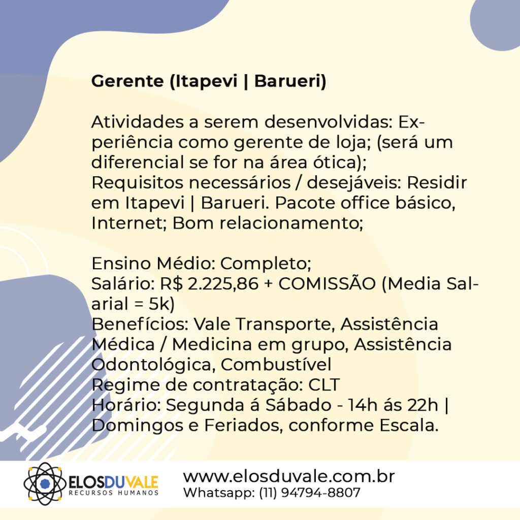 14 - Gerente (Itapevi - Barueri)